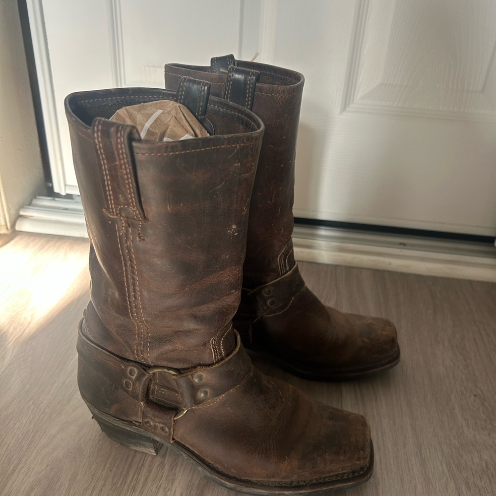 Frye harness moto leather cowboy biker Boots